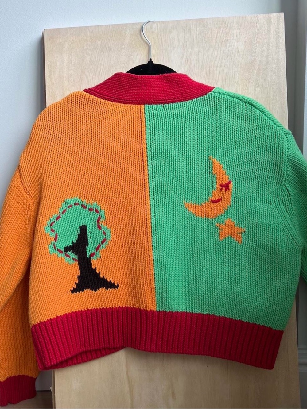 ZARA Colorblock Knit Cardigan in Green, Orange, Red, Pink and Yellow - Picture 6 of 8